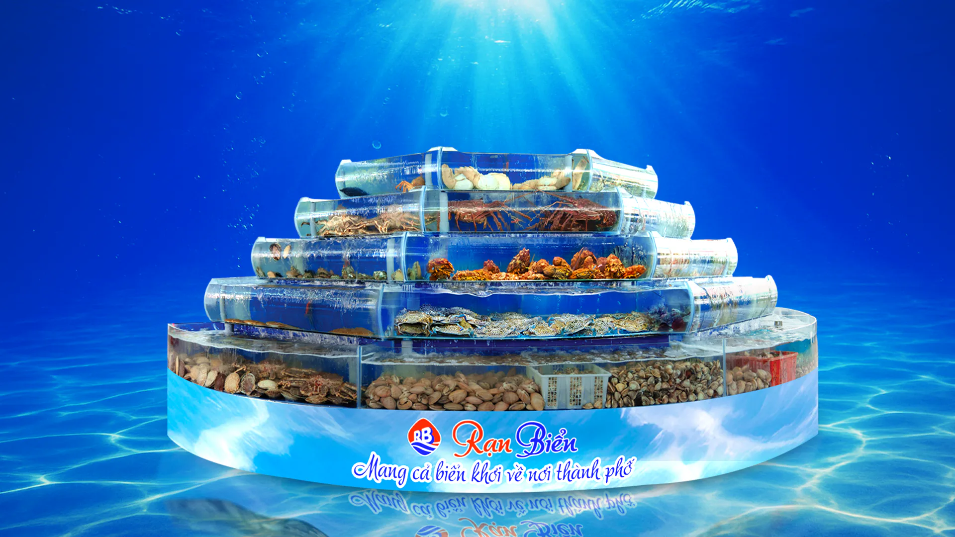 Tháp bể hải sản tươi sống – thực đơn Rạn Biển