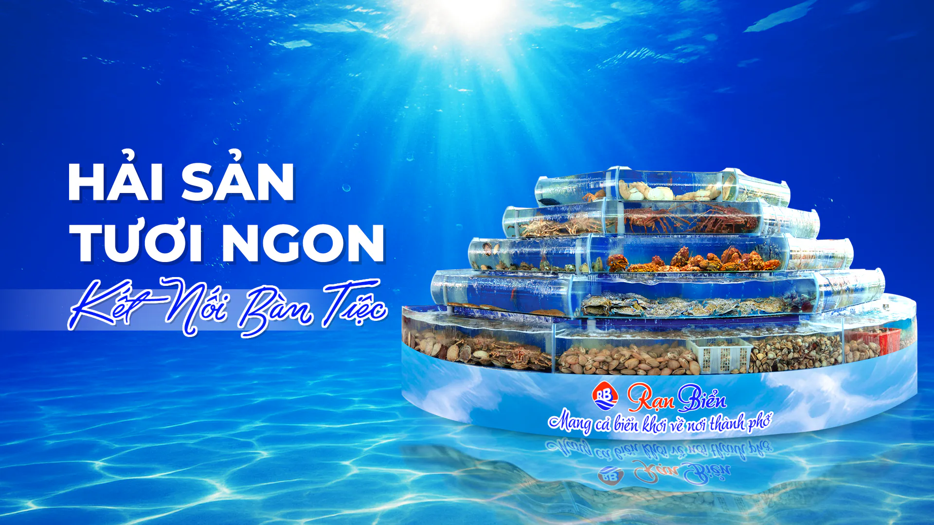 Hải sản tươi ngon, kết nối bàn tiệc – tháp bể hải sản tươi sống tại Rạn Biển